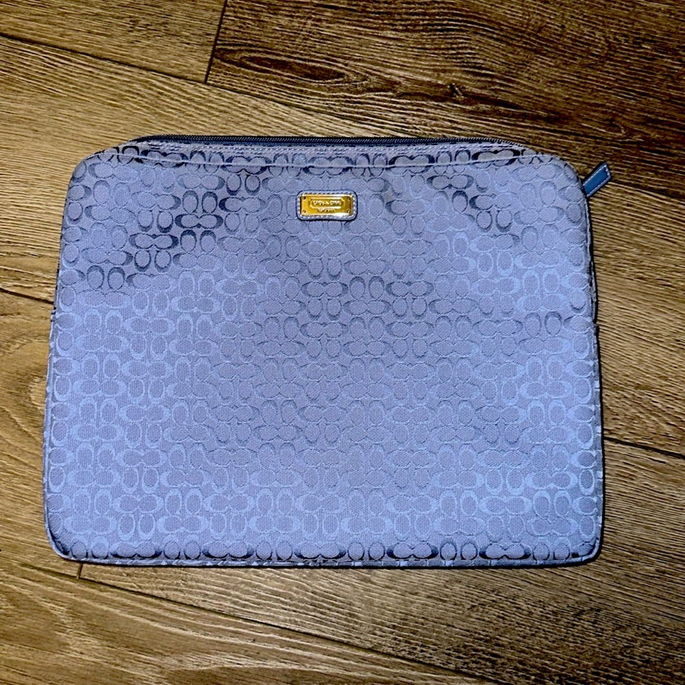 Coach Signature Jacquard Laptop Bag in Periwinkle